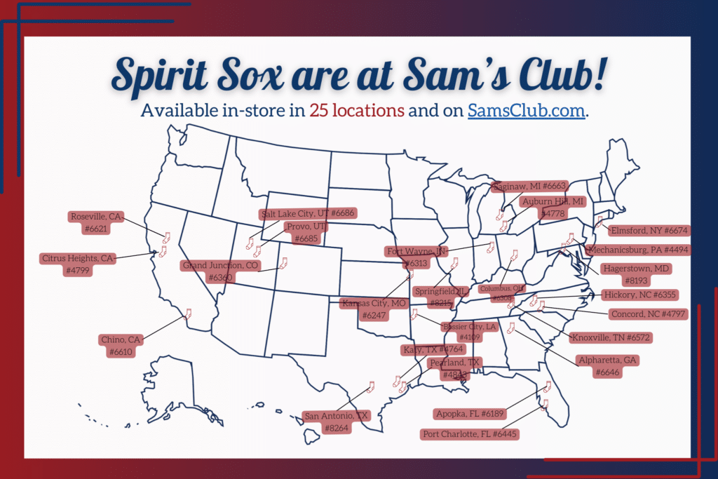 Spirit Sox in Sam's Club Map