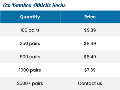 Cost of Bulk Custom Bamboo Athletic Socks